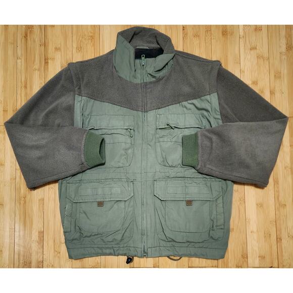 Vintage Orvis Jacket Men L Green Fleece Flannel Lined Convertible Utility Hiking - Picture 1 of 10